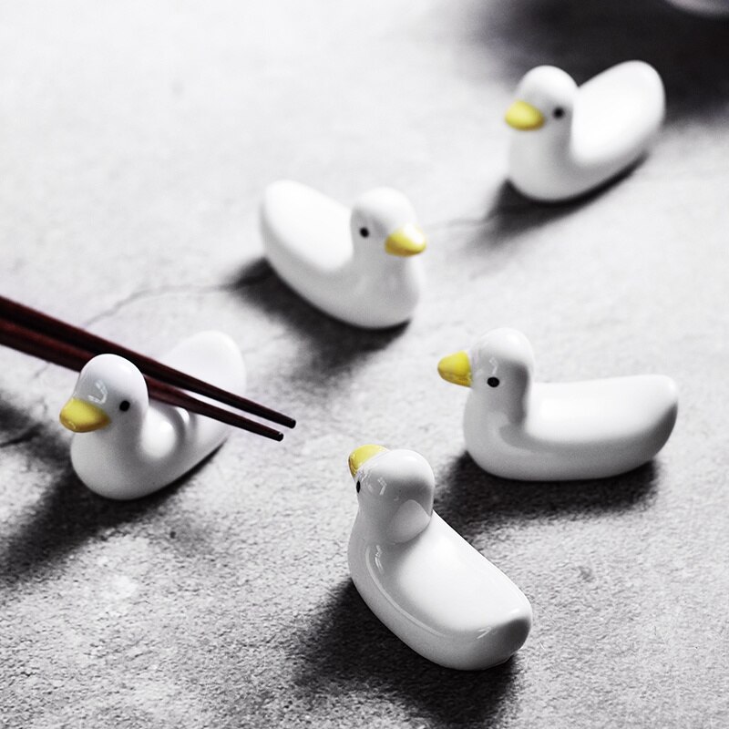 Juego de soporte para palillos de pato, tenedor, cuchara de café, pequeño plato y soporte de pato, herramientas de cocina, , 6 uds.