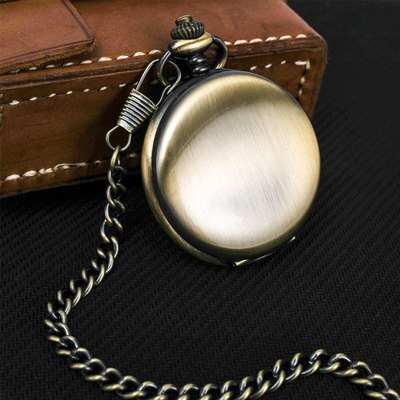 Retro Glad Mannen Zwart Zakhorloge Zilver Polish Quartz Fob Pocket Watches Hanger Met Ketting Pocket Fob Horloges: Bronze