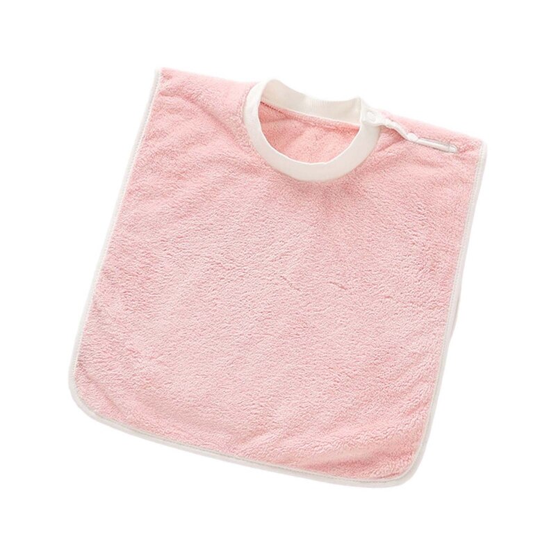 Zacht Koraal Fleece Baby Bib Tandenborstel Handdoek Voeden Burp Doek Drukknoop Speeksel Handdoek Schort Voor 1-5 Jaar oude: Pink