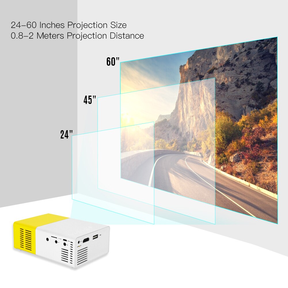 Aibecy mini bærbar ledet projektor support 1080p 3d visuelle effekter 800 lumen multimedie video film projektor hjemmebiograf