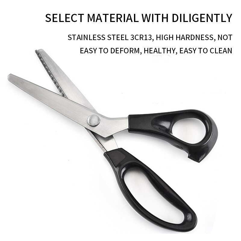 Stainless Steel Crafts Dressmaking Zig Zag Cut Scissors Sewing Scissors Fabric Pinking Shears Handled