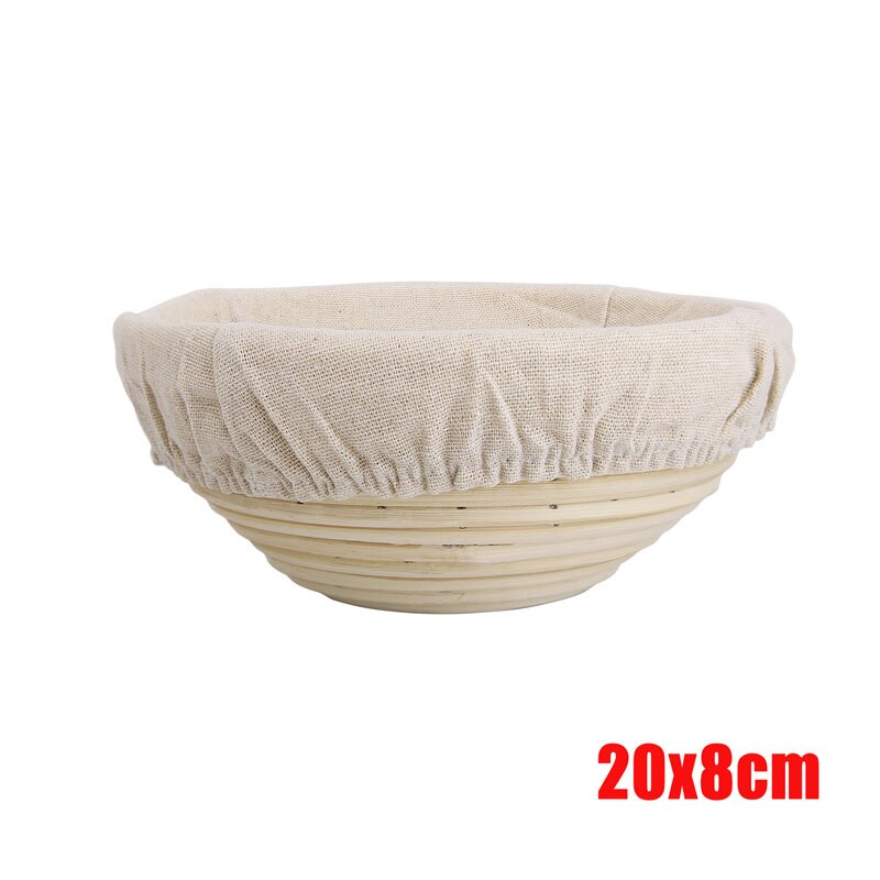 Round Rattan Bread Proofing Basket Natural Rattan Wicker Dough Fermentation Sourdough Country Bread Basket with Cloth Cover: 20x8cm
