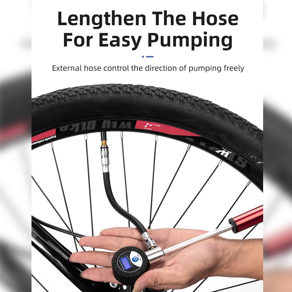 Mini Bike Pump with 4 Units Pressure Gauge for Schrader/Presta Valve 120PSI, with Accessories