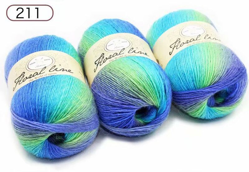 5pcsX100g 100% Cashmere Yarn crochet yarn for knitting Rainbow Line Fancy Melange Combed Sewing: 211
