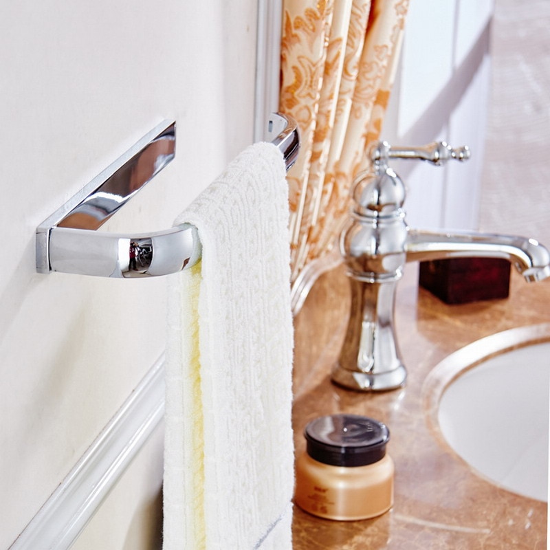 Square Towel Ring Holder Hanger Chrome Wall Mounted Bathroom Home Hotel Towel Rail Bar Towel Racks KD895