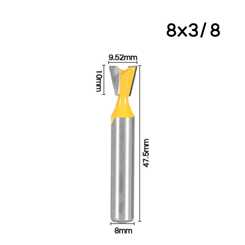 8mm Shank 1/4 Dovetail Joint Router Bits Set 14 Degree Woodworking Engraving Bit Milling Cutter for Wood: 8mmX9.52mm