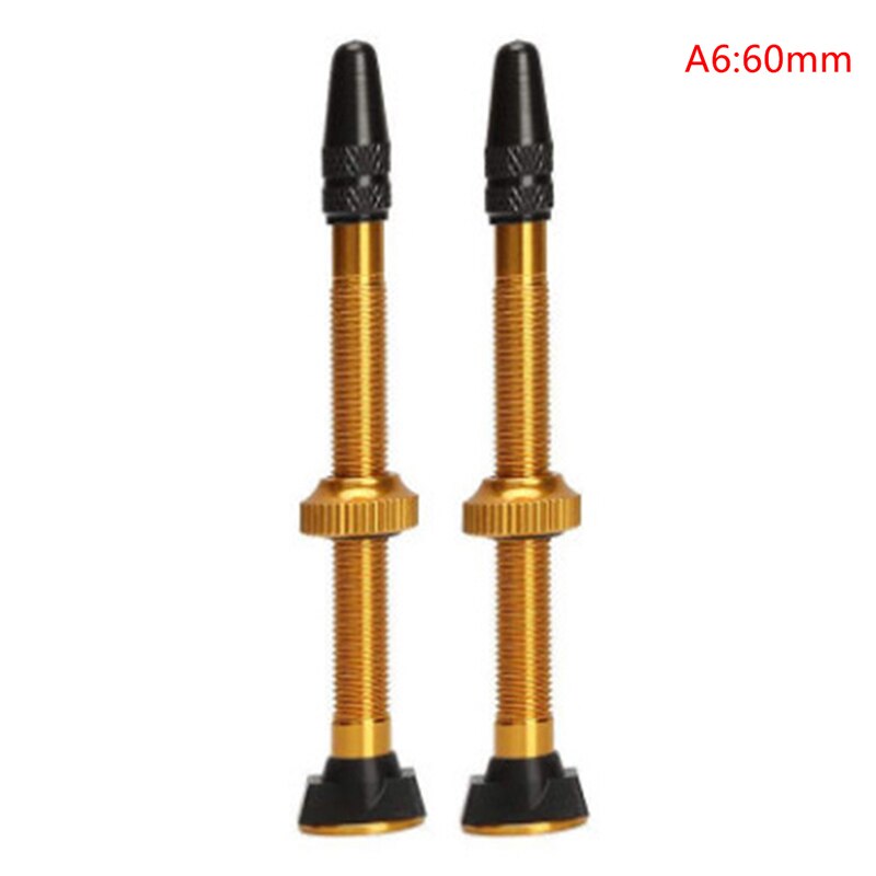 1 Paar Fiets Mountain 48/60Mm Valve Voor Road Tubeless Velg Legering Of Messing Stem Messing Kern W/ Cap & Tool: A6