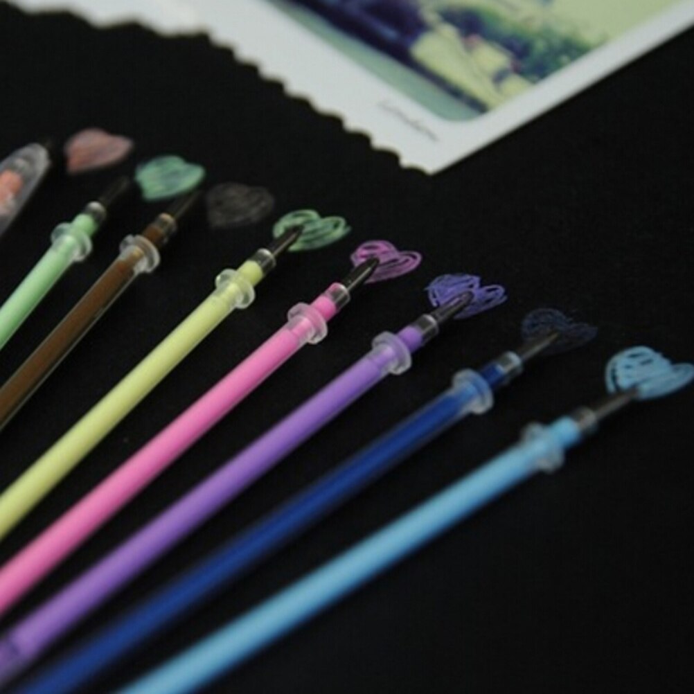 8pcs/set Highlighter Pen Black Paper Fluorescent Paint Office School Supplies Pens Pencils Writing Markers Highlighters