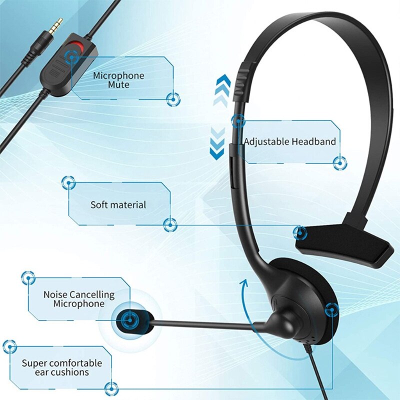 Adjustable Monaural Headset with Flexible Volume Control, for telephone Operator