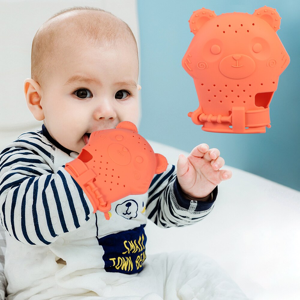 Del bambino Teether silicone Guanto Guanto di Sicurezza Naturale Dentizione Rettifica Guanto
