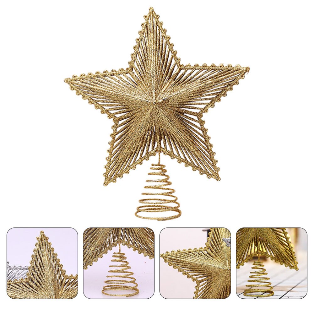 Kerst Glitter Ster Treetop Ijzer Xmas Tree Topper Decoratie Voor Thuis: Golden