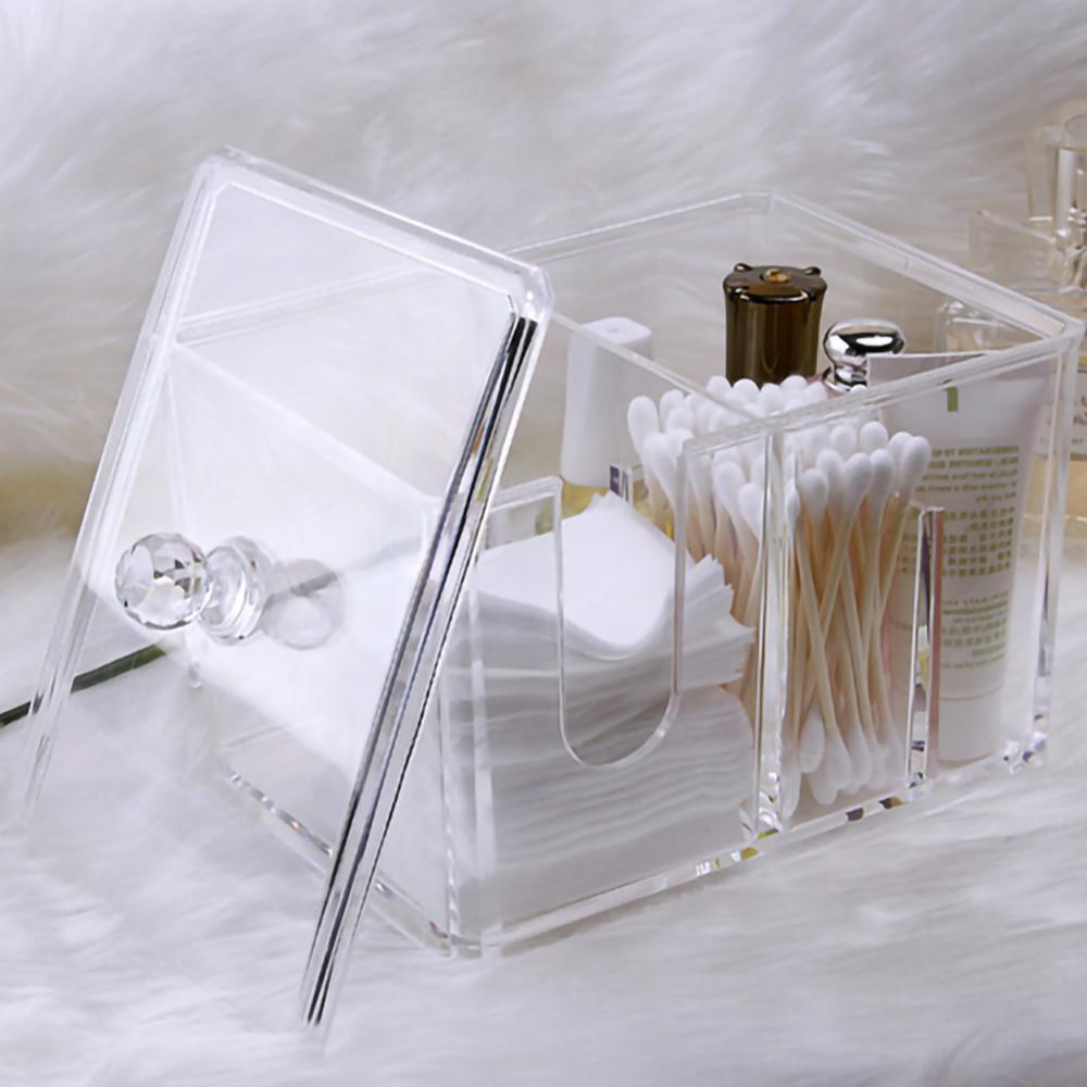 Transparent Cotton swab box Clear Acrylic Organizer Holder Makeup Pads Storage Box Desktop Organizer Jewelry Case for Cosmetics
