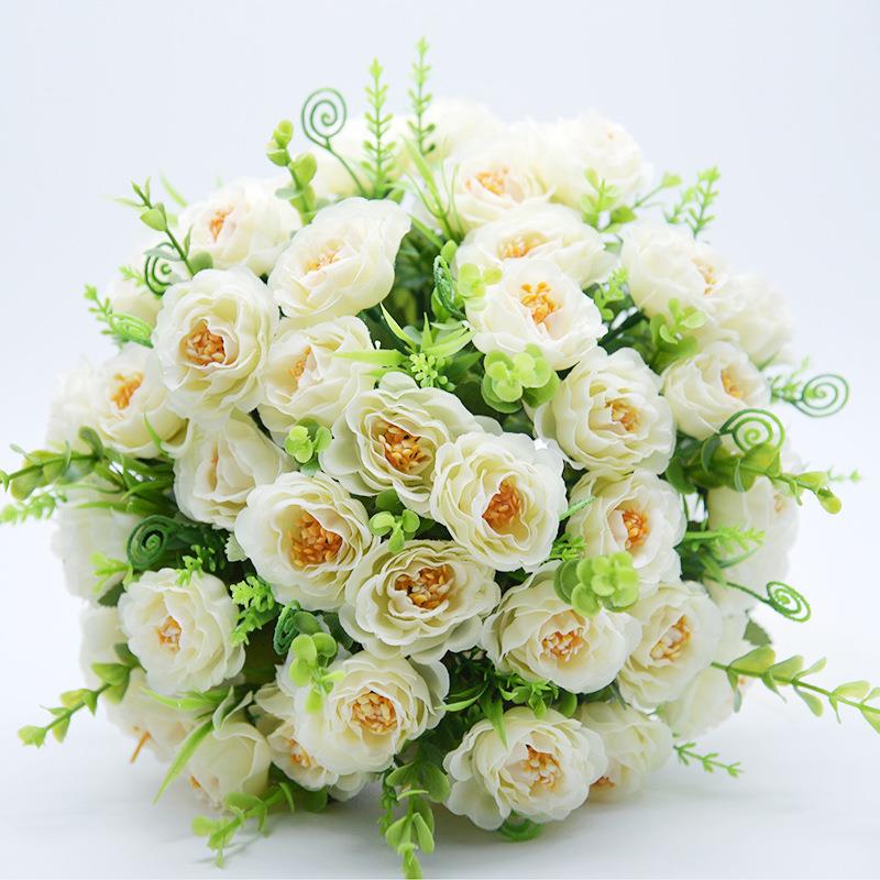 Bridal bloemen Boeket Bruiloft Boeket Kunstbloemen Voor Bruidsmeisjes Roze zijde bruidsboeketten De Mariage Bruidsboeket: Ivoor