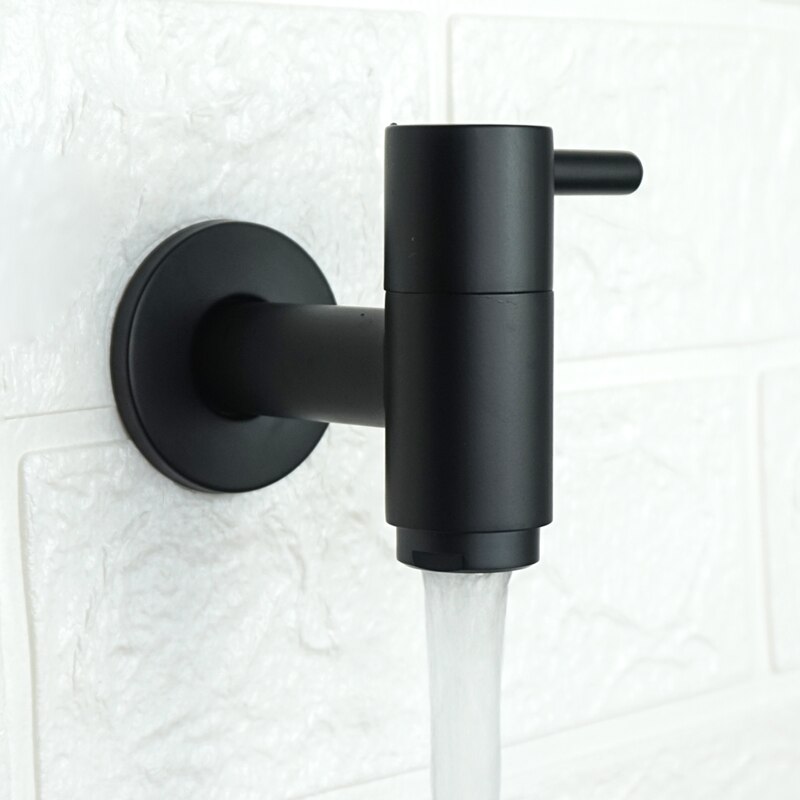 Matte Black Wall Mounted Brass Wasmachine Tap Tuin Outdoor Mop Pool Tap Wc Hoek Badkamer Water Kraan Bibcock