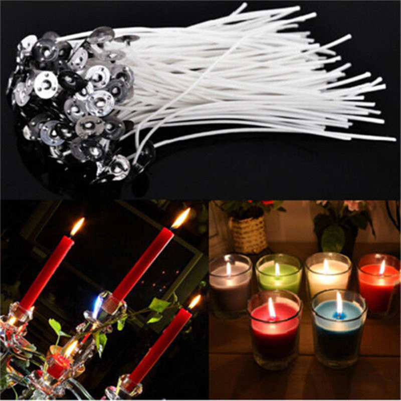 30 Uds 100mm mecha de vela de cera vela mecha con Sustainers de algodón sin núcleo mechas para velas de algodón Material de fabricación