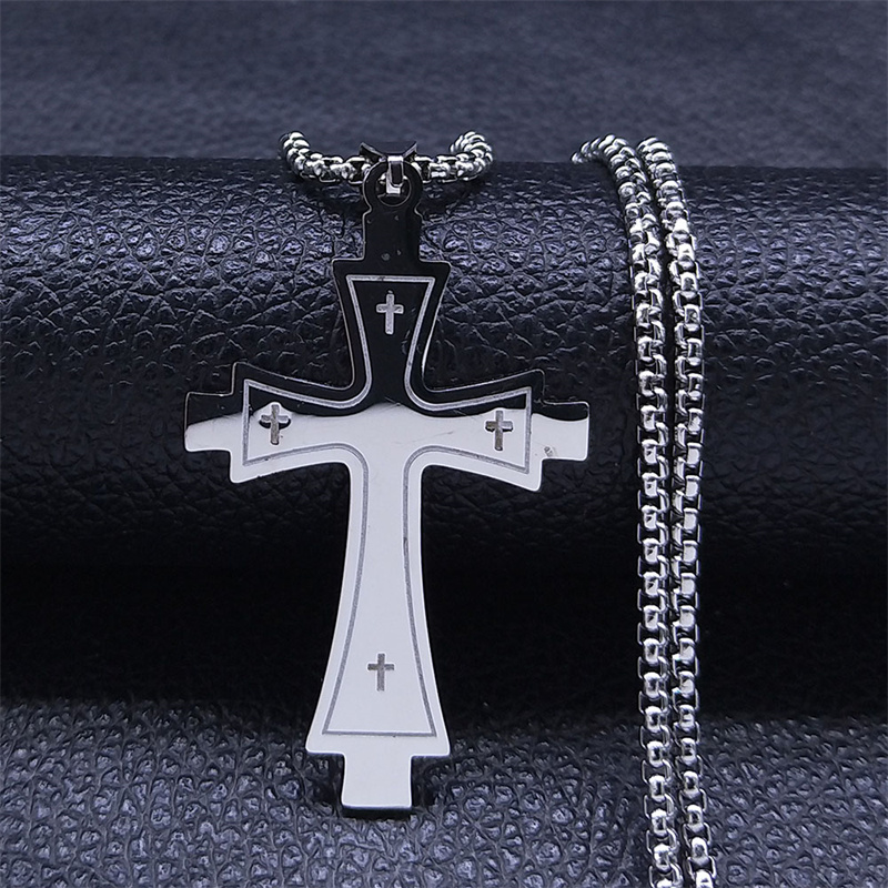 Cruz aço inoxidável gargantilha colar para homem cor de ouro masculino corrente colar jóias corrente corrente n1173s02: Arma preta folheada