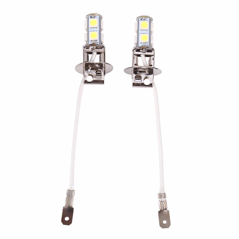 2x H3 5050 Wit 9 SMD LED Xenon DC12V Auto Mistlamp Lamp LED Lampen 6500k ~ 7000k Wit