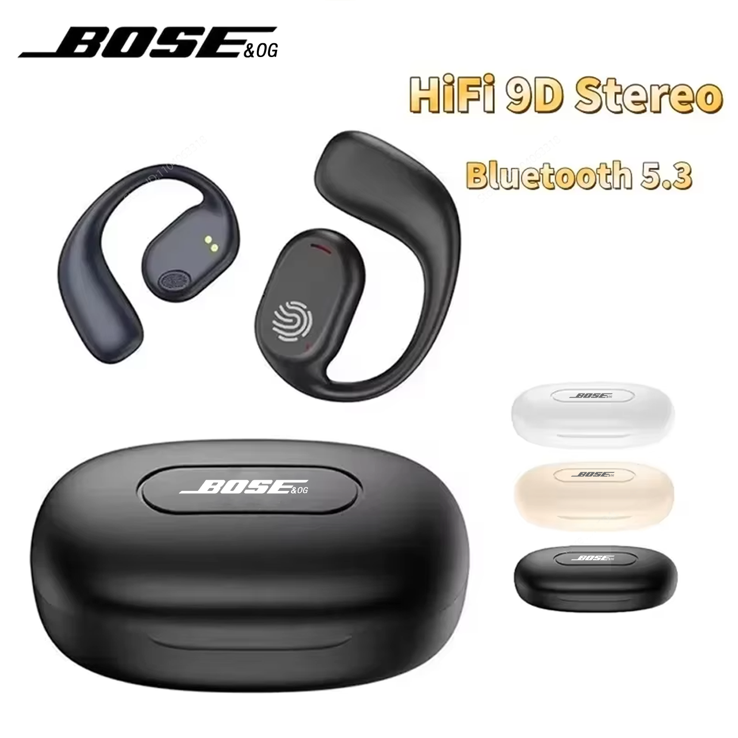 BOSE&OG Bone Conduction Oortelefoons Sport Bluetooth 5.3 Draadloze Oordopjes HiFi 9D Stereo Waterdichte TWS Touch Control Ruisonderdrukking