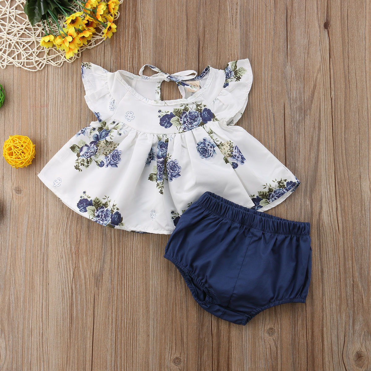 Pudcoco nyfødte baby pige tøj blomstermønster ærmeløs kjole toppe korte bukser 2 stk outfits bomuldstøj