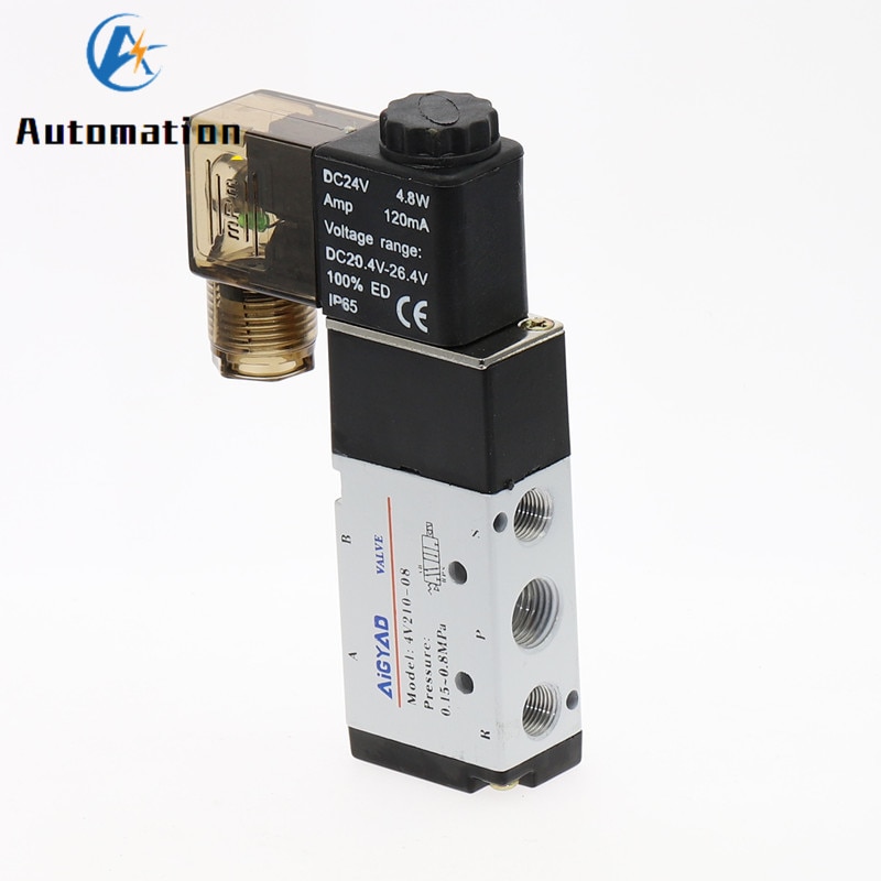 Válvula Solenoide eléctrica de 5 vías y 2 posiciones, 4V210-08, 1/4 &quot;, tamaño de Puerto DC12V,24V. Válvula de control de aire de piezas neumáticas, AC 110V,220V