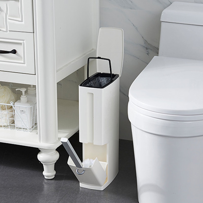 6L Milieuvriendelijke Plastic Badkamer Prullenbak Met Toiletborstel Afvalbak Vuilnisbak Huisvuilemmer Badkamer Schoonmaken Gereedschap Met Zakken