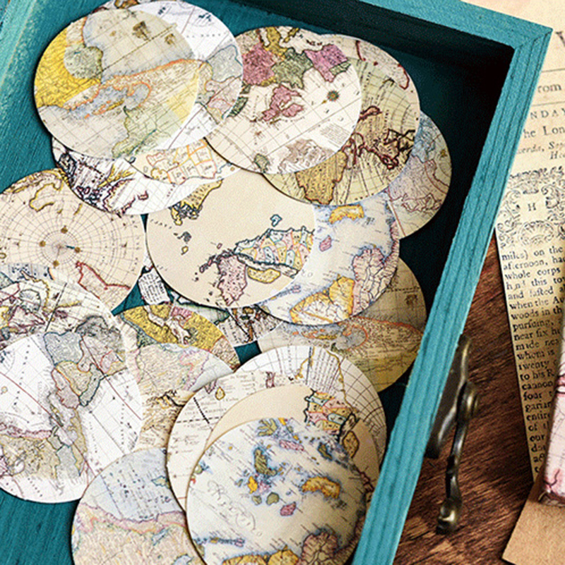 46pc Vintage Map Globe Paper Stickers 44mm Travel ... – Grandado