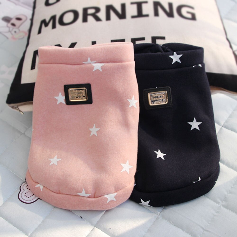 Sudadera de algodón con estampado de estrellas para mascota, suéter para perros pequeños, gatos, niño y niña, cuello redondo, abrigo suave y cálido para perro, chaqueta, ropa para cachorros