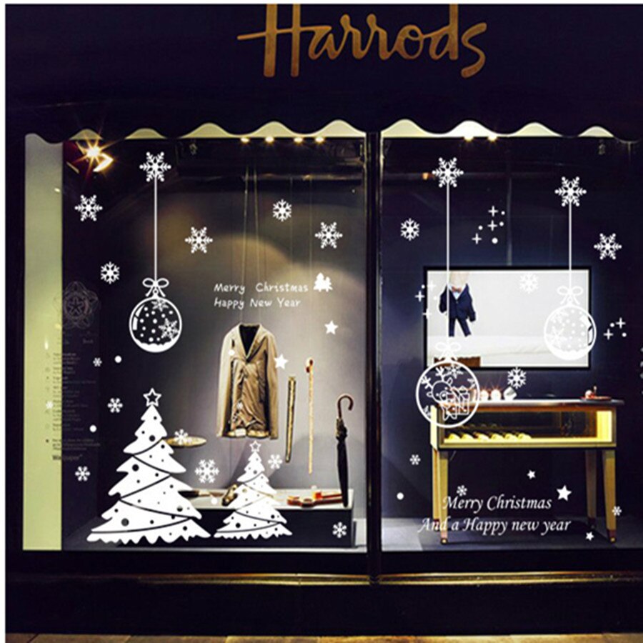 Hvide snefnug kugle glasvæg klistermærke til juledekoration elektrostatisk film vindue klistermærke butiksvinduer vinterelement