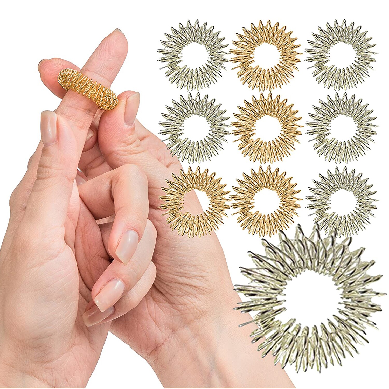 10 Pcs Spiky Zintuiglijke Ringen Grote Spikey Fidget Speelgoed Vinger Acupressuur Massage Ringen Therapie Vinger Circulatie Ring Adhd