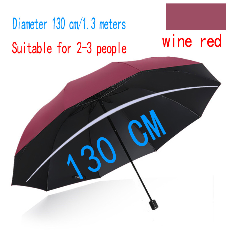 Paraguas plegable súper grande para hombre y mujer, paraguas a prueba de viento, paraguas plegable para negocios, sol y lluvia, paraguas de viaje para toda la familia: Borgoña