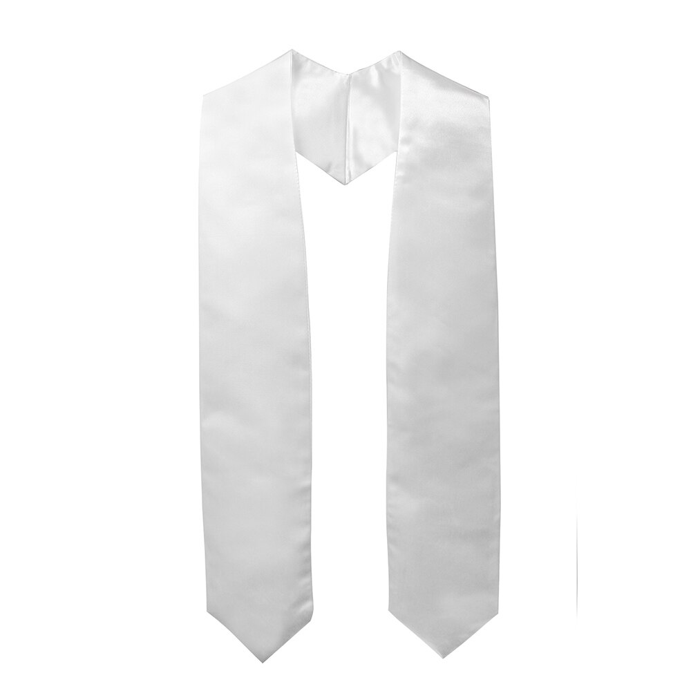 Graduationmall Adult Graduation Plain Stole Satin Fabric In White