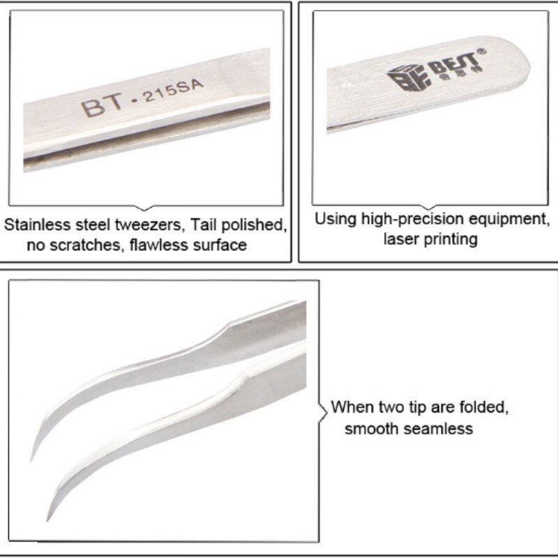 BST-215SA Pincet Staal Rvs Pincet Tool Matte Slijtvaste Anti-Acid Pincet Plus Harde Hand Armatuur
