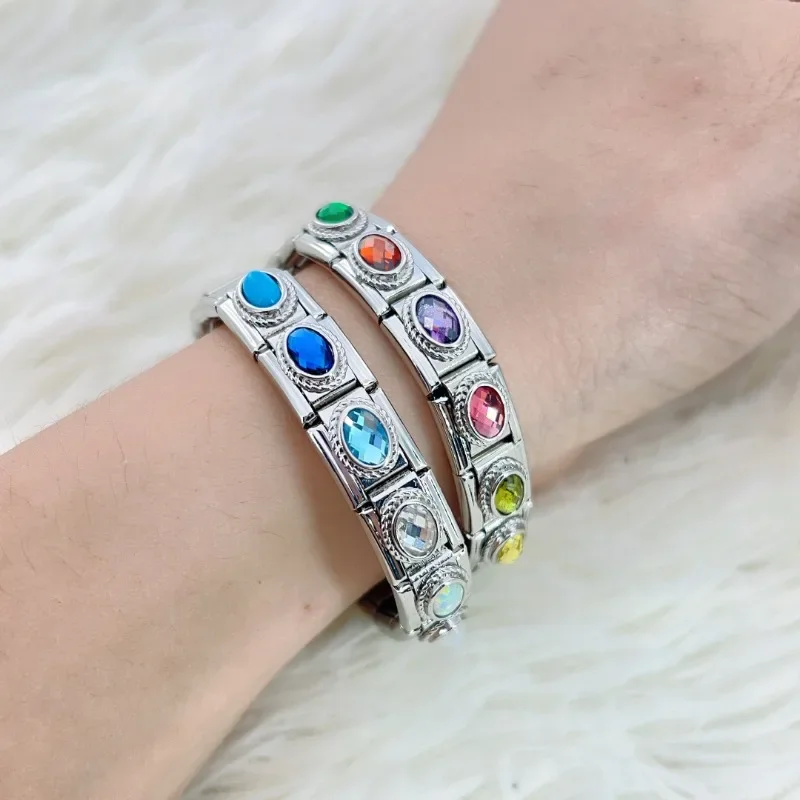 2025 12 piedras de nacimiento eslabones de encanto italiano ajuste 9mm pulsera Modular de acero inoxidable DIY hacer joyería
