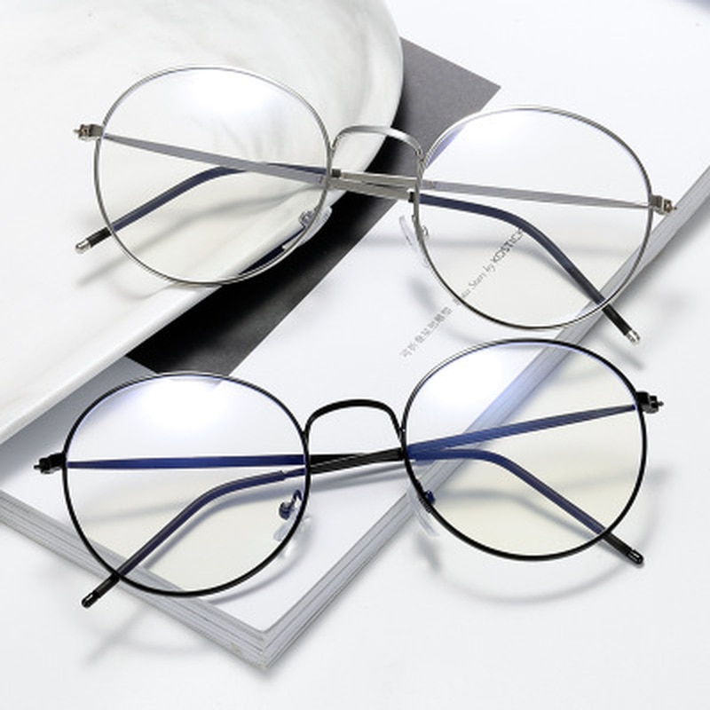 Monture de lunettes rétro Vintage en métal rond pour hommes et femmes, Anti-lumière bleue, Anti-rayons, montures pour les yeux, lunettes à verres transparents