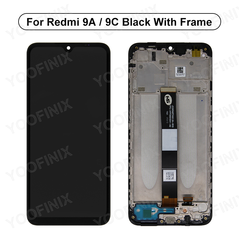 Oem-val för xiaomi redmi 9a lcd  m2006 c 3lg -skärm  m2006 c 3li pekskärm för xiaomi redmi 9c lcd  m2006c reservdelar: Svart