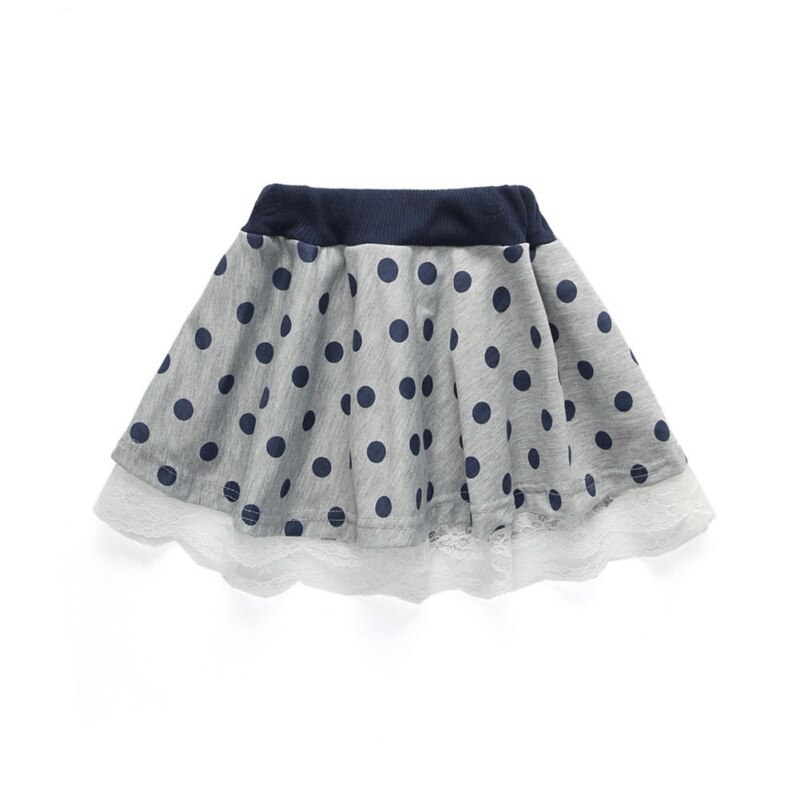 Otoño bebé niña de manga larga de algodón de estampado de lunares blusa de lazo anudado faldas cortas conjunto de trajes Casual