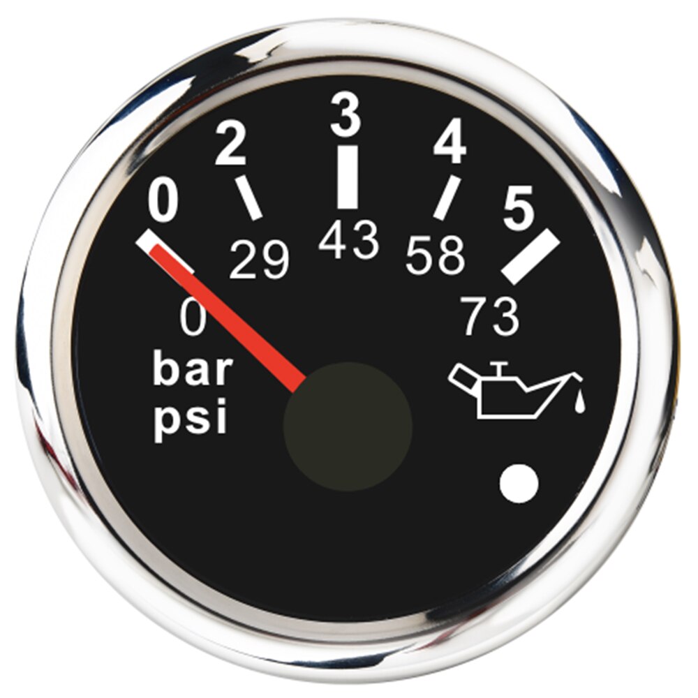 Waterproof Oil Pressure Gauge with Alarm 0-5Bar 0-10Bar Marine Boat Oil Pressure Indicator Meter M10 1/8 NPT Sensor 52MM Gauge: BS 0-5 Bar