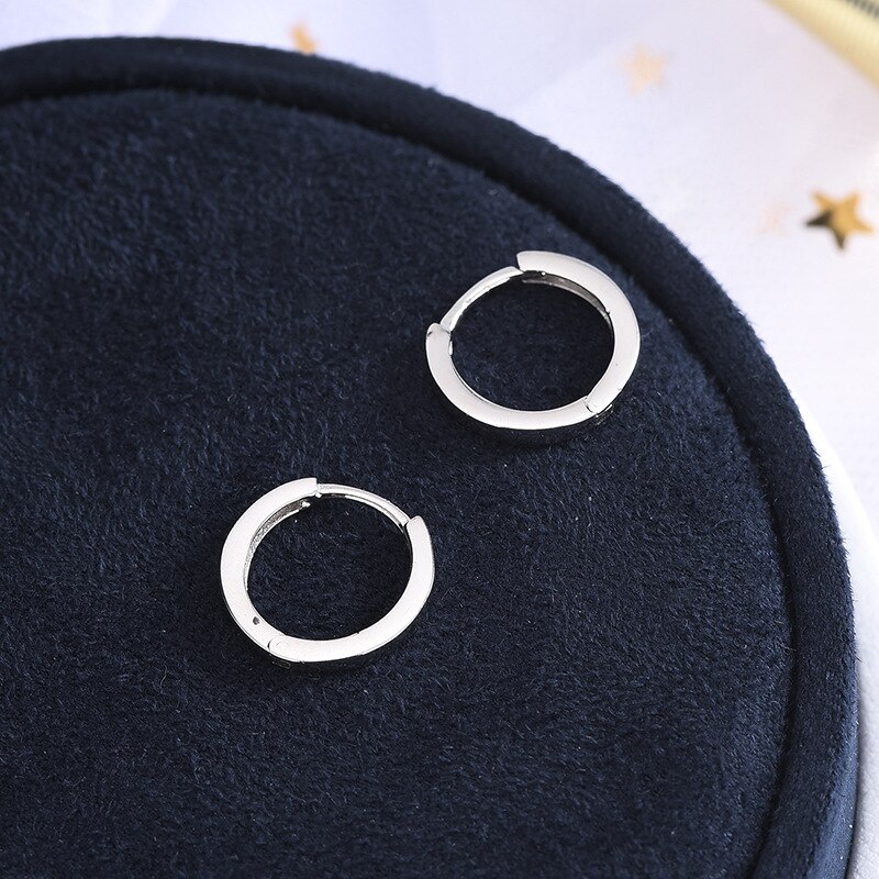 925 sterling argent boucle d'oreille brillant rond oreille anneau oreille os oreille boucle simple géométrique sauvage garçon fille argent oreille bijoux: 1 pair gold 9mm