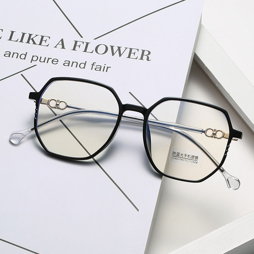 Metal Myopia Glasses Women&men Big Frame Polygon Myopia Glasses Anti-blue Light Eyeglasses Student Shortsight Eyewear