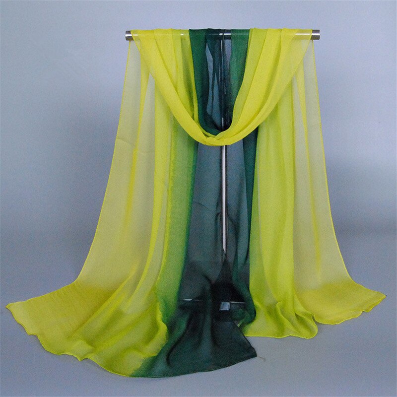 Foulard Hijab en mousseline de soie pour femme musulmane, nouvelle de luxe, châle de couleur dégradée, Poncho, Bandana, à la: 5