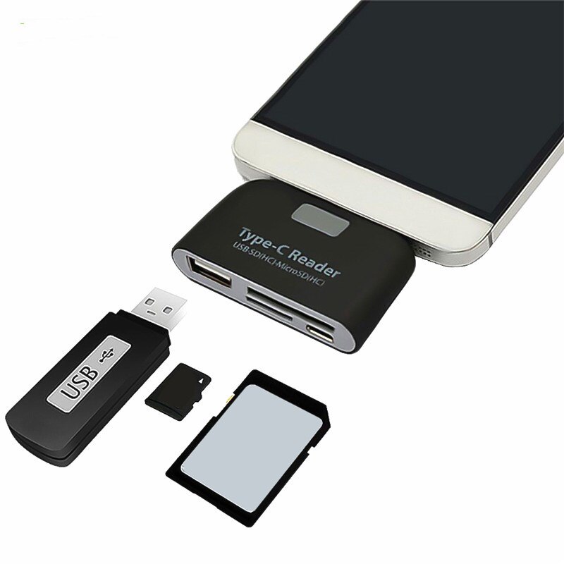 Micro sd hukommelseskortlæser usb  c 3.1 type c til usb 3.0 otg hub adapter