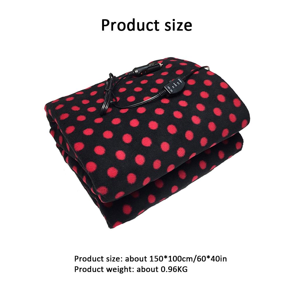 Couverture chauffante électrique pour voiture | 150x100cm, couverture épaisse noire rouge, points, voyage automobile, économie d'énergie, chaude, camions adaptés 12V