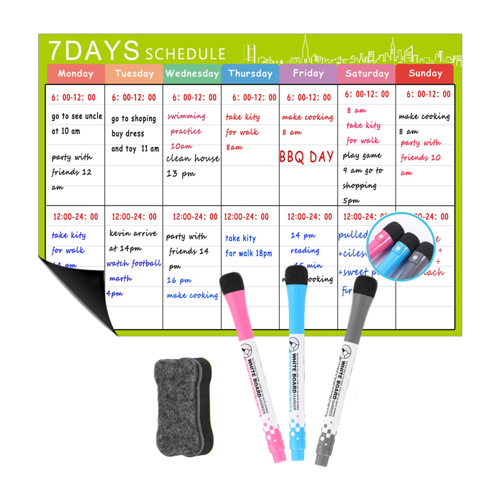 Magnetische Trockenen Löschen Kalender Whiteboard Kühlschrank Magnet flexibel Täglichen Nachricht Aufkleber mit 3 Bord Stift 1 Radiergummi A3 16.5*11,8 in: Möglichkeit 2
