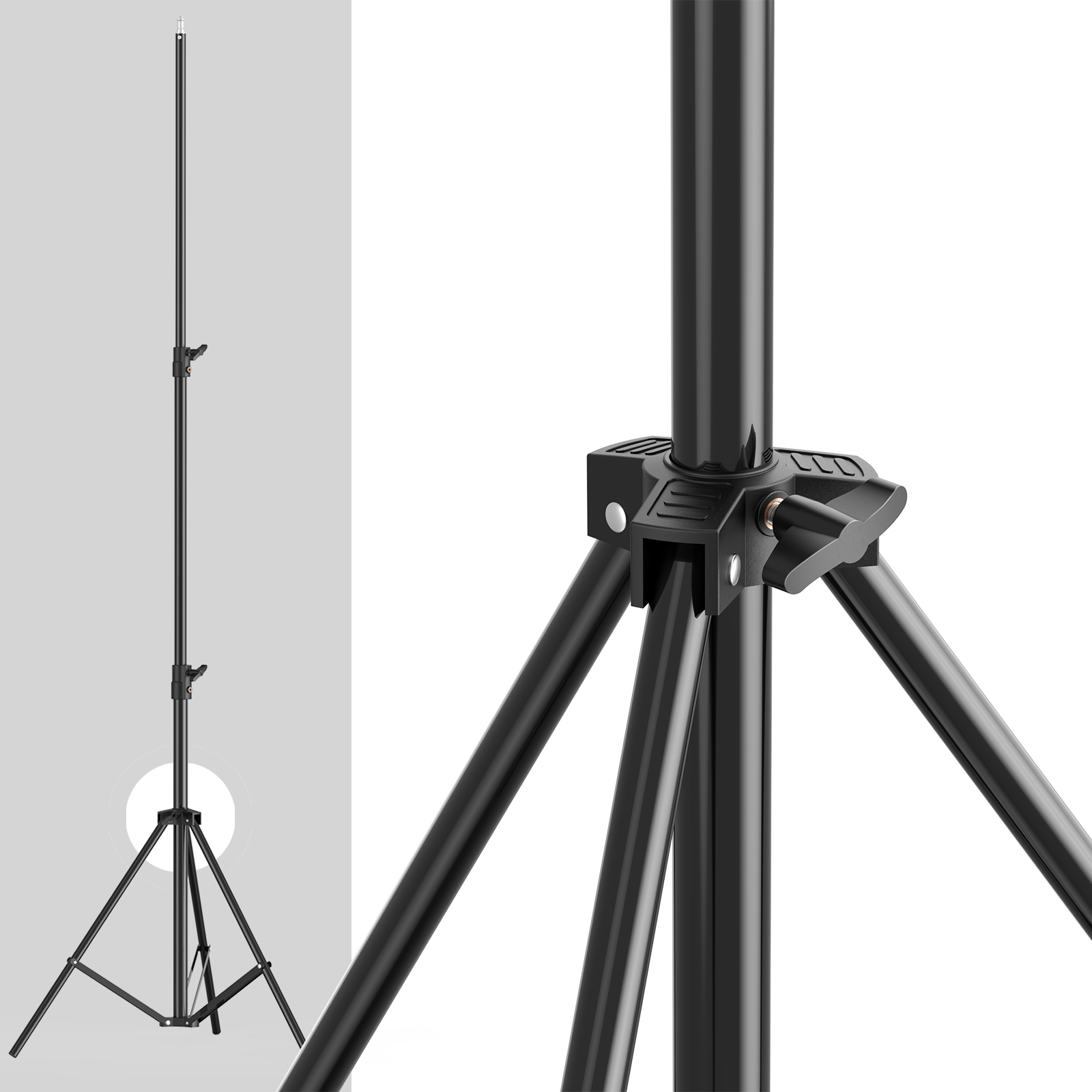 Portable Metal Light Stand Heavy Duty Adjustable Photography Tripod Stand Max. Height 200cm for Studio Reflector Softbox Light
