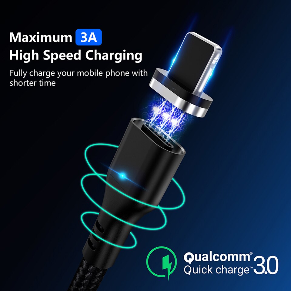 ZRSE Magnetic Micro Usb Cable For Iphone Samsung 3A Fast Charging Data Wire Cord Magnet Charger Usb Type C Mobile Phone Cable