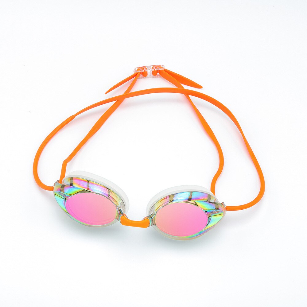 Anti-Fog Zwembril Uv Bescherming Zwart/Blauw/Roze Lenzen Breed Uitzicht Zwemmen Bril Volwassen Mannen Vrouwen siliconen Pc Sportbrillen: Oranje