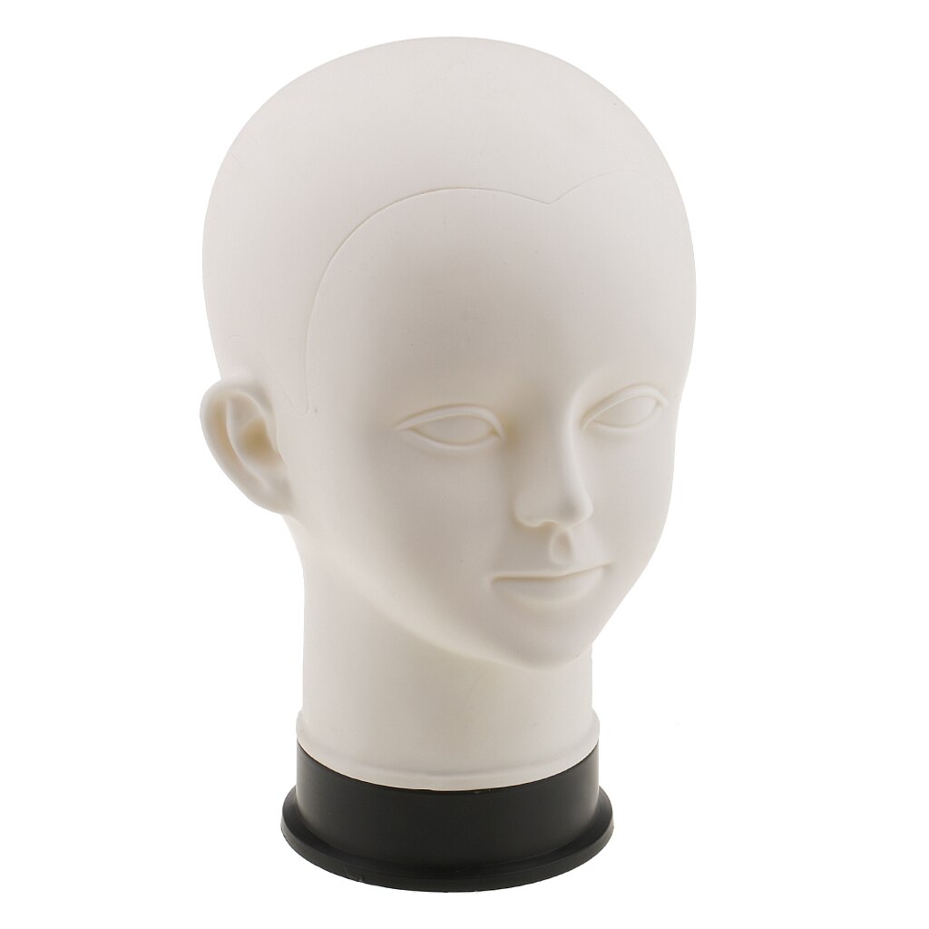 White Cosmetology Mannequin Head Model Kids Child Wig Glasses Scarf Hat Headset Display Stand