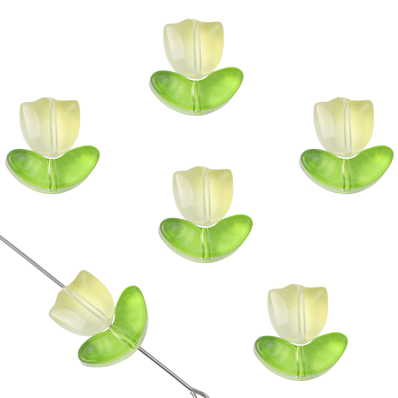 10/20 conjuntos artesanais de vidro colorido tulipa flor contas charme para brinco pulseira colar diy jóias artesanato fazendo acessórios: Prateado