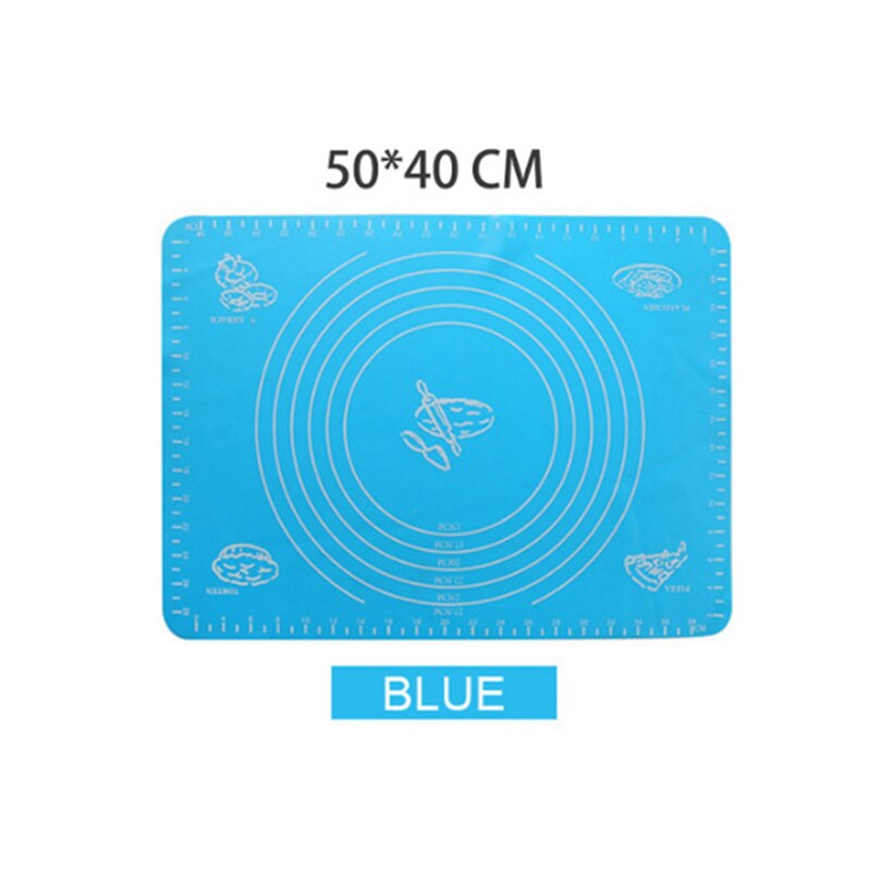 Reusable Silicone Baking Mat Eco-Friendly Mat For Rolling Dough Pad Large Non-stick Oven Patisserie Baking Accessories Tools: blue 50X40cm