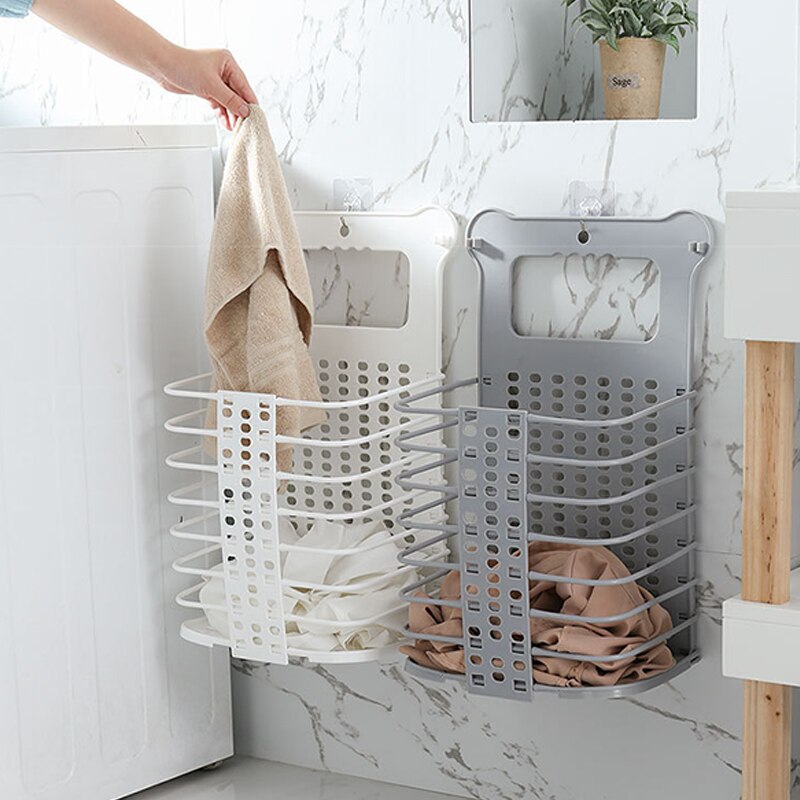 Cesta de almacenamiento de ropa sucia, cesta Flexible y plegable de PP montada en la pared, organizador de artículos diversos para el hogar